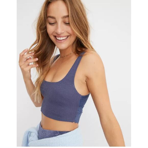 Aerie Holiday Burgundy Best Lace Waffle Longline Bralette Size Small - Picture 1 of 14